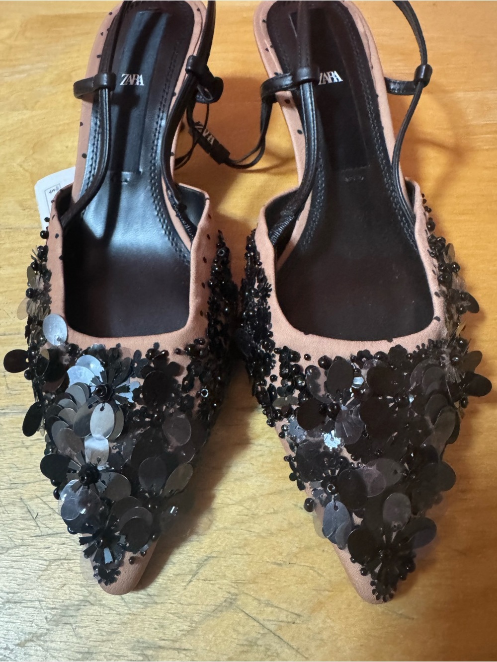 NEW Zara Confetti Sequin Slingback Heels